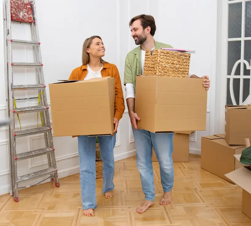 young couple moving new home